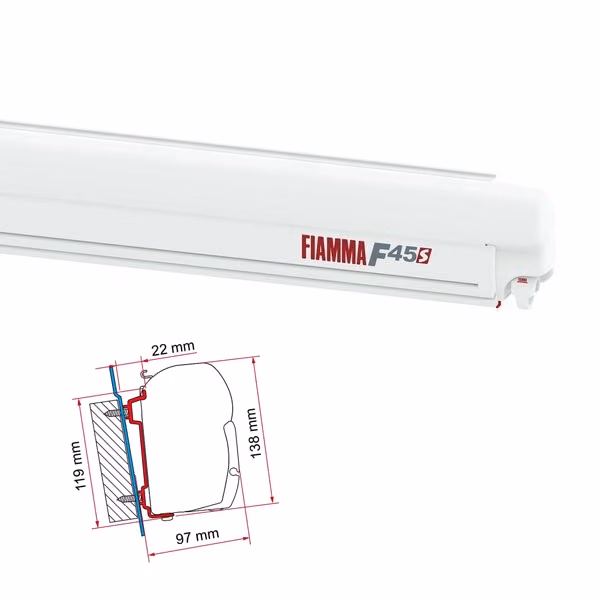 Top-Seller Markise FIAMMA F45 S 260 Royal grey Gehäuse weiß inkl. Adapterkit Ford Transit H2 H3 L1