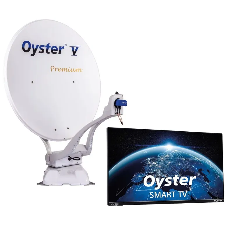 tHMEDIA Oyster V Premium SAT-Anlage Single weiß mit Oyster Smart TV 27" (69 cm) Begrenztes Angebot